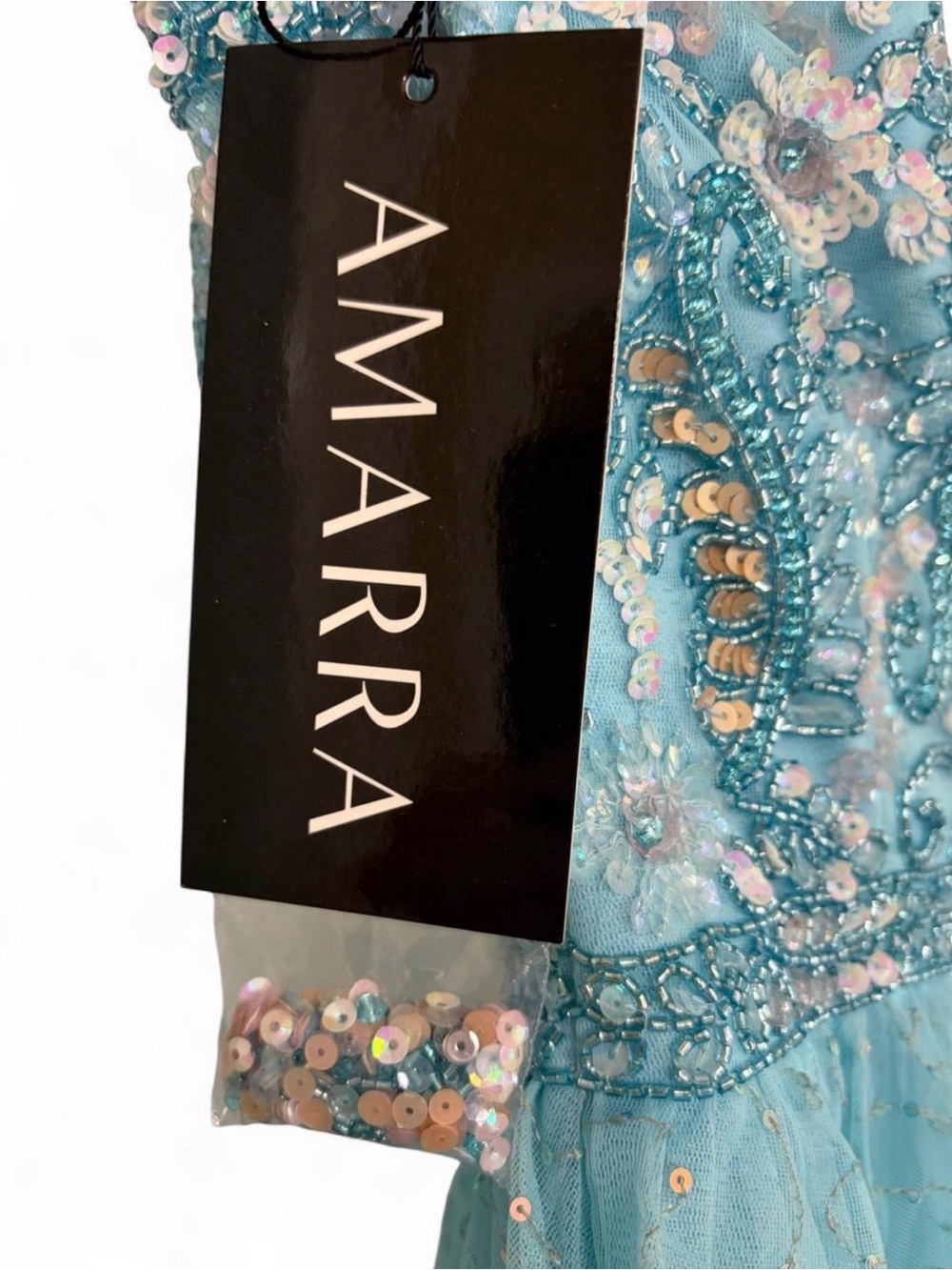 AMARRA NWT Beaded One Shoulder A-Line Slit Prom Ball Gown Blue 00 94050